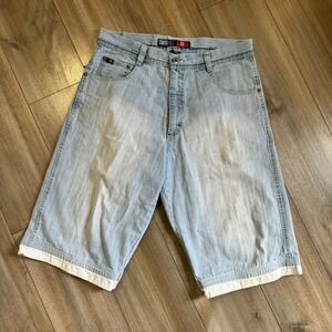 Y2K Southpole Mens Light Wash Denim Shorts Size 36 Relaxed Fit Casual Summer